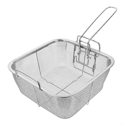 Frittierkorb aus Edelstahl, quadratischer Frittierkorb für Pommes Frites (20 x 20 cm) von Lioaeust
