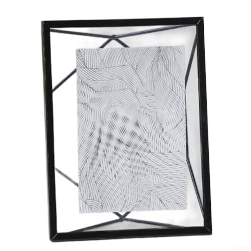 Eleganter schwebender Glasrahmen aus Metall mit Tischstaffelei zum Präsentieren von Lieblingsfotos und für Kunstwerke (Diamond Black - 6) von Lioaeust