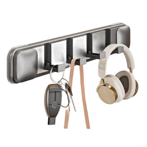 Faltbare Saugnapfgarderobe für dauerhafte Aufbewahrung und Aufhängen von Handtüchern und Taschen zu Hause (grau 4 Haken) von Lioaeust