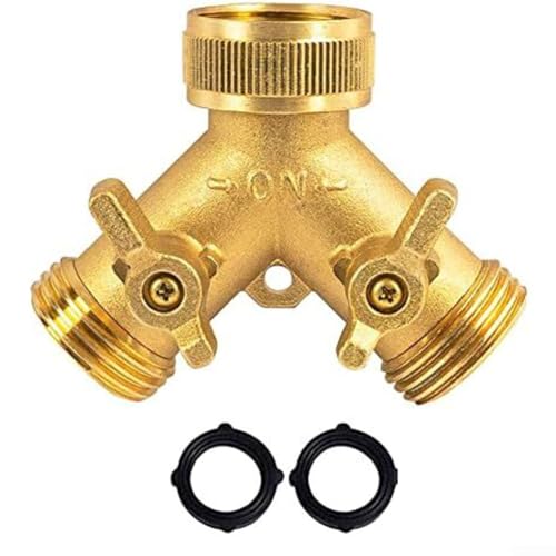 Gartenschlauch-Verteiler, 2-Wege-Hochleistungs-Messing-Wasserschlauch-Splitter, Wasserhahn-Ersatz für Wasserhahn oder Wasserquelle Gartenschlauch-Verteiler, 2-Wege-Hochleistungs-Messing-Wasserschlauch-Splitter, Wasserhahn-Ersatz für Wasserhahn oder Wasserquelle von Lioaeust