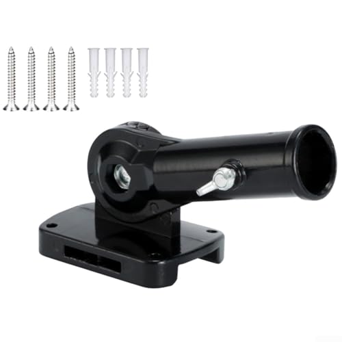 Haus Fahnenmast Halterung Aluminiumlegierung mit verstellbaren Winkeln und Ablaufloch für den Außenbereich, geeignet für die Montage von Flaggen, Fackeln und Gartenzubehör (schwarz) von Lioaeust