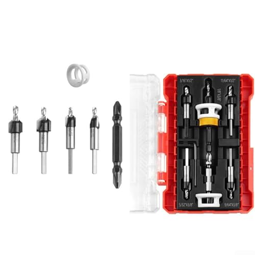 Hochgeschwindigkeitsstahl 5-teiliges Kegelsenkerbohrer-Set mit tiefenverstellbaren Funktionen und kompakter Aufbewahrungsbox für Holz und Kunststoff von Lioaeust