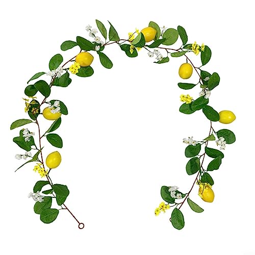 Künstliche Zitronenblätter-Girlande, künstliche Zitronengirlande mit Eukalyptusblättern und Zitronen, Simulation Zitronenrebe (Stil 1: 1,7 m) von Lioaeust