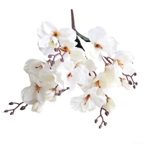 Künstlicher Blumenstrauß, Magnolie, atemberaubender Magnolien-Blumenstrauß, 5 Zinken, 20 Köpfe, lebensechte dekorative künstliche Blumen (weiß) von Lioaeust