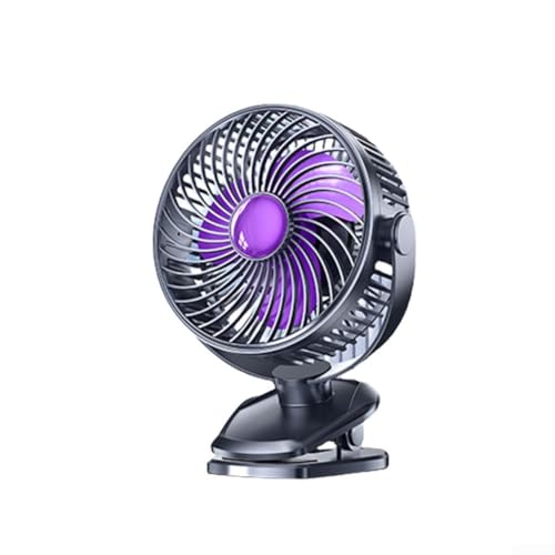Leichter tragbarer Mini-Ventilator mit einstellbarem Luftstrom und LED-Display, ideal für Camping (grau) von Lioaeust