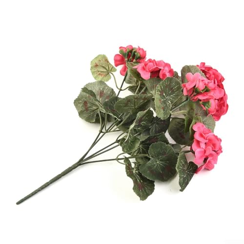 Lioaeust Künstliche Blumen, Geranie, rot, rosa, künstliche Blumen, künstliche Pflanze, Hochzeitsdekorationen für Zuhause, Tisch, Küche (ohne Korb) (dunkelrosa) von Lioaeust