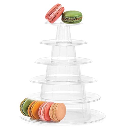 Lioaeust Macaron-Turm-Ständer mit 6 Etagen, runder Macaron-Turm-Ständer, Kuchen-Display-Regal, transparentes Tablett, für Party, Hochzeit, Geburtstag von Lioaeust