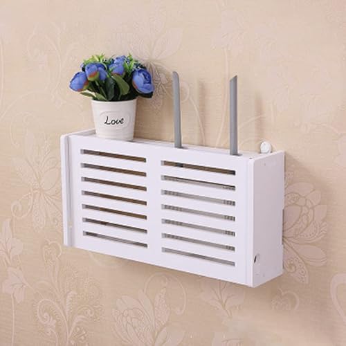 Lioaeust Router-Aufbewahrungsbox, ohne Bohren, Regal, Wandbehänge, Halterung, 38 x 20 x 8,5 cm, Kabel-Organizer, WLAN-Router, verstellbare Kabelbox für Zuhause (Lamellen-Design) von Lioaeust