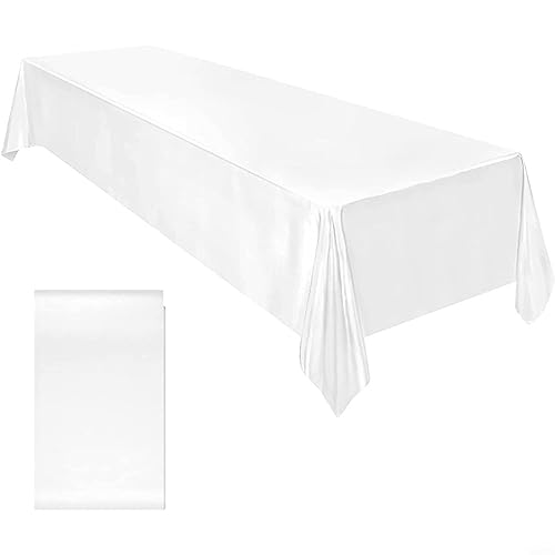 Lioaeust Satin-Tischdecke, 145 x 260 cm, rechteckig, wasserabweisend, Tischdecke für Bankett, Dekoration, Hochzeit, Esstisch (weiß) von Lioaeust