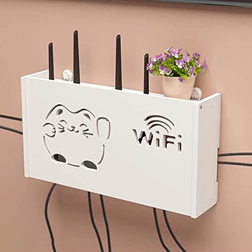 Lioaeust Wireless Router Shelf, Wifi Router Shelf Wireless Router Rack Wohnzimmer Wandmontage Wifi Aufbewahrungsbox Wanddekoration (B) von Lioaeust