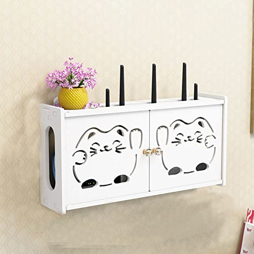 Lioaeust Wireless Router Shelf, Wifi Router Shelf Wireless Router Rack Wohnzimmer Wandmontage Wifi Aufbewahrungsbox Wanddekoration (C) von Lioaeust