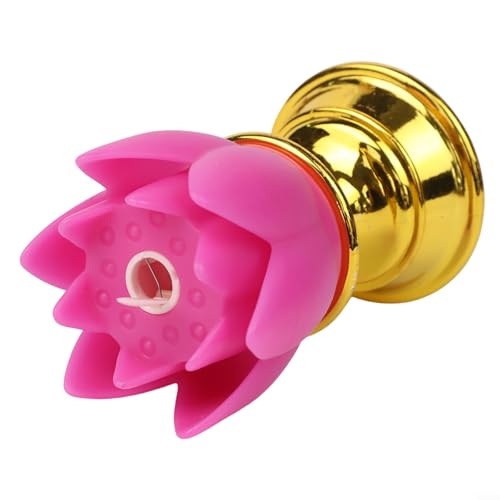 Lotus-Lampe mit goldenem Sockel mit LED-Kerzensimulationslicht für friedliche Heimdekoration und spirituelle Symbolik mit verlängerter Leuchtdauer (Rosarot) von Lioaeust