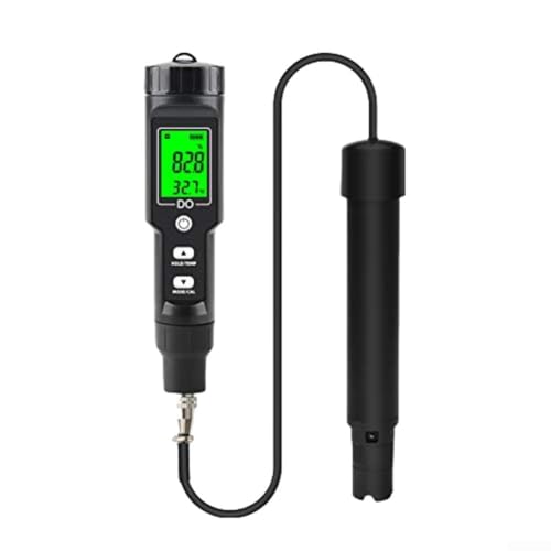 Messgerät für gelösten Sauerstoff, Hintergrundbeleuchtung, digitaler Tester für gelösten Sauerstoff, 0,0–40,0 mg/l Wasserqualitätstester mit ATC-Funktion für Labor, Teich von Lioaeust