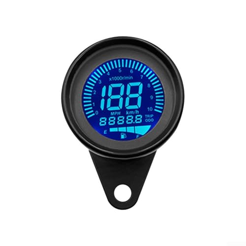 Motorrad-Tachometer, 12 V Geschwindigkeitsmesser mit LCD-Display, digitaler Tachometer, Tachometer, Nachtlicht, für Motorrad (schwarz) von Lioaeust