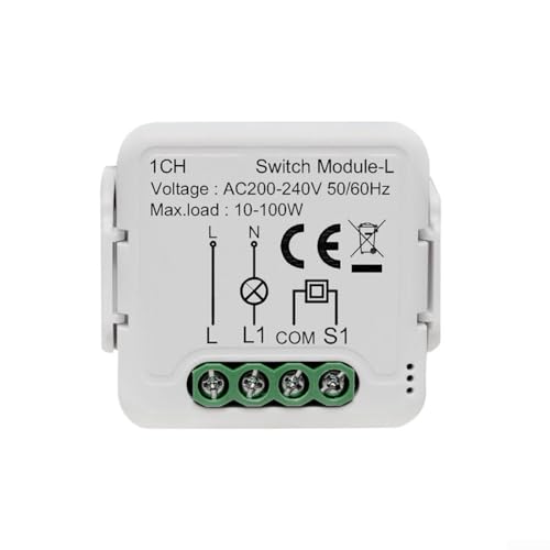 Relaisschalter-Modul, intelligentes Lichtschalter-Modul für Tuya für ZigBee-Relaisschaltermodul, kein Neutralleiter erforderlich für Zuhause (1-Gang) von Lioaeust