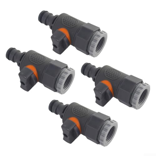 Schlauchverschraubung mit integriertem Absperrventil für auslaufsicheren Gartenschlauchanschluss und präzise Wasserdurchflussregulierung in verschiedenen Außenanwendungen (4 Stück) von Lioaeust