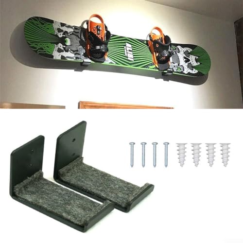 Snowboard-Wandregal, 2 Stück, Stahl, Snowboard-Wandständer, Skisurf, Longboard, Display-Halterung für Zuhause, Garage, flach (mittel) von Lioaeust
