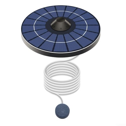 Solar Power Teichbelüfter Sauerstoffpumpe, Solar Power Sauerstoffpumpe mit Luftschlauch Bubble Stone für Brunnen Teich Aquarium von Lioaeust