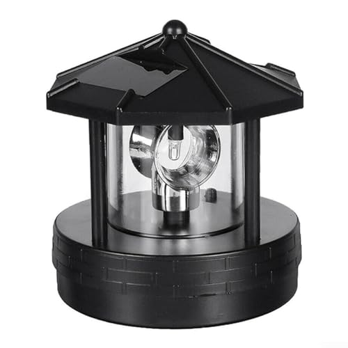 Solar Rotierender Leuchtturm, LED Solar Leuchtturm Garten Rasen Licht Wasserdicht Straßenlaterne für Outdoor, Garten, Weg Dekoration (Schwarz) von Lioaeust