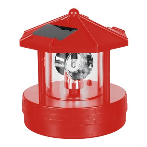Solar Rotierender Leuchtturm, LED-Solar-Leuchtturm, Garten, Rasen, wasserdicht, für Straßenlicht für Outdoor, Garten, Weg-Dekoration (rot) von Lioaeust