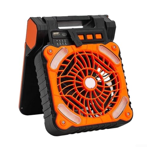 Solar-Tischventilator für den Außenbereich, mit einstellbarer Geschwindigkeit und Timer-Funktion (Orange) von Lioaeust