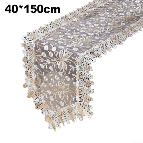 Stilvolle Spitze für Tischläufer für jeden Anlass, bestickt mit dekorativen Quasten (40 x 150 cm) von Lioaeust
