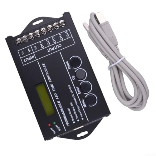 Lioaeust TC420 DC12-24V 20A Zeitprogrammierbare RGB-LED-Anzeige, Controller, Timer, 1-5-K, Schwarz von Lioaeust