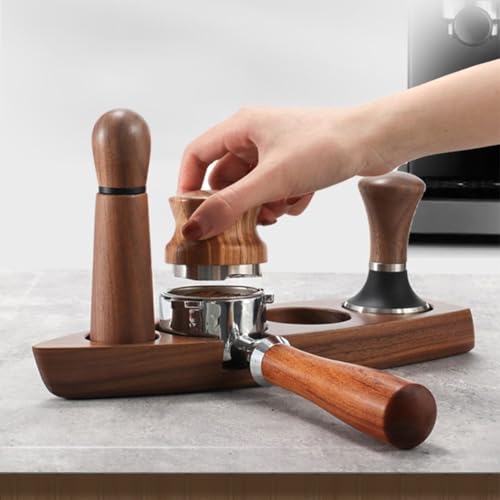 Tamper Organizer aus Holz mit 4 Löchern für Verteiler und Siebträger (B 51/53 mm) von Lioaeust