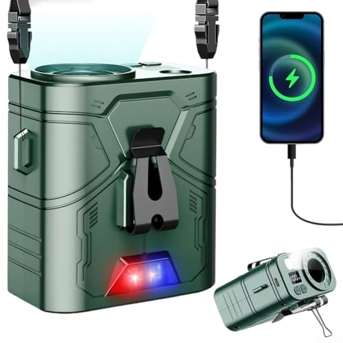 Tragbarer tragbarer Taillenventilator mit wiederaufladbarem 10.000 mAh Akku, 5 einstellbare Geschwindigkeiten und 60 Stunden Laufzeit für den Außenbereich (grün) von Lioaeust