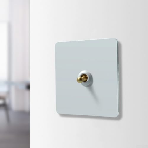 Wand-Kippschalter, mit mehrschichtiger galvanisierter Edelstahlplatte und Messinghebel zur Steuerung verschiedener Beleuchtungsarten (1) von Lioaeust