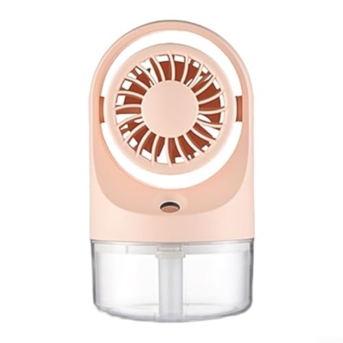 Wiederaufladbarer tragbarer Ventilator mit USB-Stromversorgung, Wassersprühnebel-Luftbefeuchter-Lüfter mit 70 ml Tank, faltbares kompaktes Design und mehrere Geschwindigkeitseinstellungen (Rosa) von Lioaeust