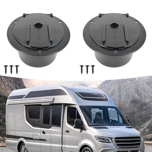 Wohnmobil-Netzkabelabdeckung, 2 Stück, Wohnmobil-Netzkabelabdeckung mit Schrauben, Wohnmobil-Stromkabel, abgedeckte Luke, rundes Zubehör für Wohnmobil (schwarz) von Lioaeust