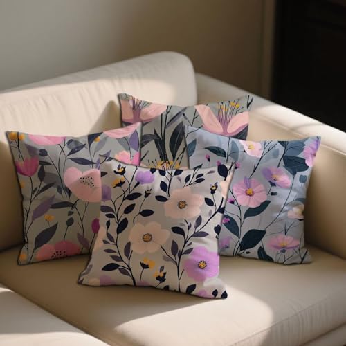 Kissenbezüge Lila Kissenbezug Blumen Kissenhüllen 70x70 cm Samt Deko Kissen 4er Set Quadrat Sofakisse Dekokissen Beidseitig Bedruckt Muster für Deko Wohnzimmer Zimmer, Geschenke für Frauen b-1435 Kissenbezüge Lila Kissenbezug Blumen Kissenhüllen 70x70 cm Samt Deko Kissen 4er Set Quadrat Sofakisse Dekokissen Beidseitig Bedruckt Muster für Deko Wohnzimmer Zimmer, Geschenke für Frauen b-1435 von Lioauanh