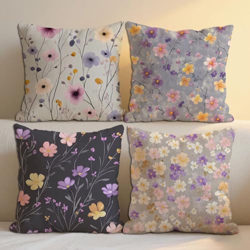 Kissenbezug 80x80 cm Lila Kissenbezüge Blumen Sofakisse 4er Set Kissenbezug Leinen Couch Kissen Aesthetic Kopfkissenbezug mit Reiß Verschluss für Frühling Sommer Gartenmöbel Deko Geschenke b-1433 Kissenbezug 80x80 cm Lila Kissenbezüge Blumen Sofakisse 4er Set Kissenbezug Leinen Couch Kissen Aesthetic Kopfkissenbezug mit Reiß Verschluss für Frühling Sommer Gartenmöbel Deko Geschenke b-1433 von Lioauanh