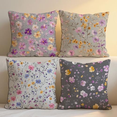 Lila Outdoor Kissen Wetterfest Leinen Kissenhüllen 80x80 cm 4 Stück Sofakissen Blumen Balkon Deko Kopfkissenbezug für Frühling Sommer Garten Terrasse Stuhl Aesthetic Dekor, Geschenke für Frauen b-1432 Lila Outdoor Kissen Wetterfest Leinen Kissenhüllen 80x80 cm 4 Stück Sofakissen Blumen Balkon Deko Kopfkissenbezug für Frühling Sommer Garten Terrasse Stuhl Aesthetic Dekor, Geschenke für Frauen b-1432 von Lioauanh