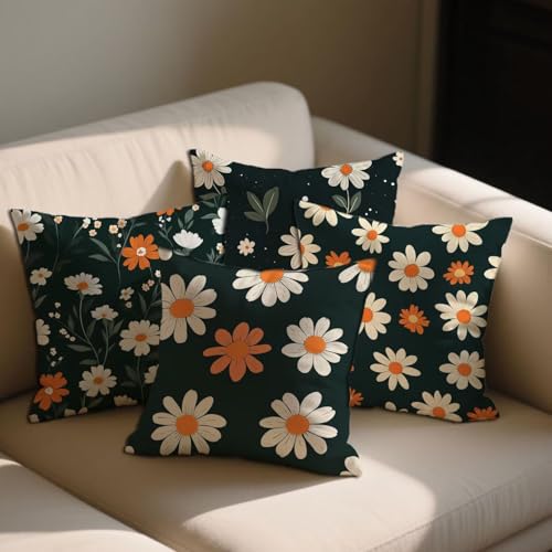 Outdoor Kissen Dunkelblau Kissenbezugen 90x90 cm Balkon Deko Wasserfest Samt Kissenbezüge 4er Set Sofakissen Blumen Outdoorkissen Beidseitig Bedruckt Muster für Garten Patio Terrasse Dekor b-1090 von Lioauanh