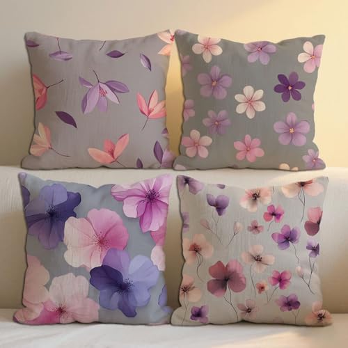 Outdoor Kissen Lila Kissenbezugen 40x40 Balkon Deko Wasserfest Leinen Kissenbezüge 4er Set Sofakissen Blumen Outdoorkissen Beidseitig Bedruckt Muster für Garten Patio Terrasse Dekor, Geschenke b-1434 Outdoor Kissen Lila Kissenbezugen 40x40 Balkon Deko Wasserfest Leinen Kissenbezüge 4er Set Sofakissen Blumen Outdoorkissen Beidseitig Bedruckt Muster für Garten Patio Terrasse Dekor, Geschenke b-1434 von Lioauanh