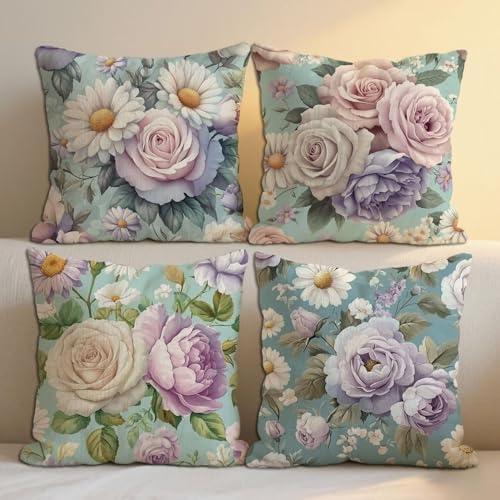 Outdoor Kissen Lila Kissenbezugen 50x50 Balkon Deko Wasserfest Leinen Kissenbezüge 4er Set Sofakissen Blumen Outdoorkissen Beidseitig Bedruckt Muster für Garten Patio Terrasse Dekor, Geschenke b-1430 Outdoor Kissen Lila Kissenbezugen 50x50 Balkon Deko Wasserfest Leinen Kissenbezüge 4er Set Sofakissen Blumen Outdoorkissen Beidseitig Bedruckt Muster für Garten Patio Terrasse Dekor, Geschenke b-1430 von Lioauanh