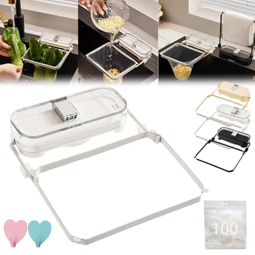 Suction Cup Sink Strainer, Sink Drain Strainer, Kitchen Sink Filter, Sink Drain Strainer Basket with 100PCS Net, Removable Suction Cup Kitchen Sink Filter Rack with Mesh Bag for Food Waste (White) von Liocwocne