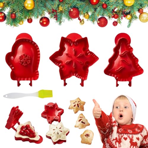 Weihnachts-Handkuchenmacher mit Einem Druck, Christmas One-press Hand Pie Maker, Mini Hand Pie Molds, Fall Hand Pie Molds, Dough Presser Pocket Pie Molds Baking for Festival and Party (3pcs-A) von Liocwocne