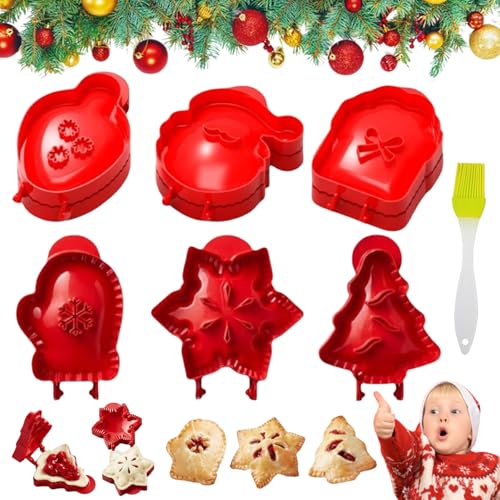 Weihnachts-Handkuchenmacher mit Einem Druck, Christmas One-press Hand Pie Maker, Mini Hand Pie Molds, Fall Hand Pie Molds, Dough Presser Pocket Pie Molds Baking for Festival and Party (6pcs) von Liocwocne