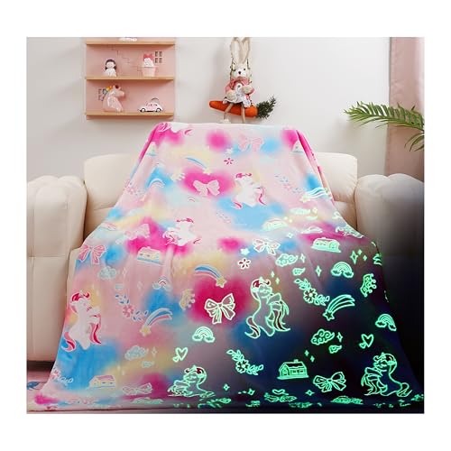 Liofeve -Kuscheldecke für Kinder, Im Dunkeln Leuchtend, 127x152 cm, Perfekt für Kinderzimmer, Sofa & Reise (Einhorn) von Liofeve