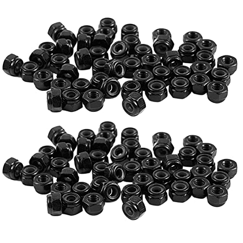 Lioggyet 100 Stueck M2.5 x 0.45 mm Verzinktes Nylon Einsatz Sechskantmuttern Schwarz von Lioggyet