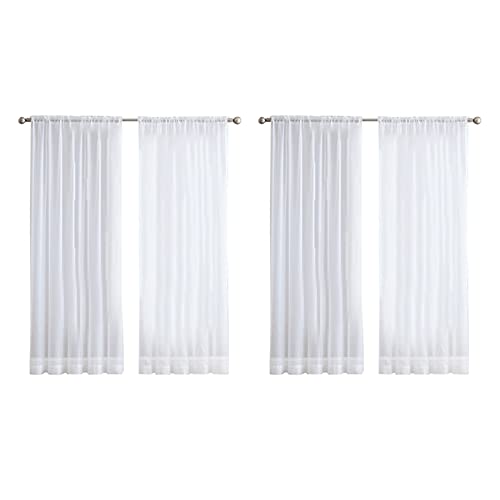 Lioggyet 4Pcs Super Soft Great Hand Feeling WeißE TüLl VorhäNge für die Dekoration des Wohnzimmers Schleier Chiffon Solid Sheer Voile von Lioggyet