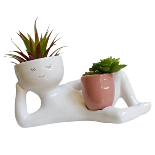 Lioggyet Blumentopf, Zimmerpflanze, Dekoration, Niedlicher Blumentopf Aus Kunstharz, Liegende Figur, Haus- und Gartendekoration, Geschenk von Lioggyet