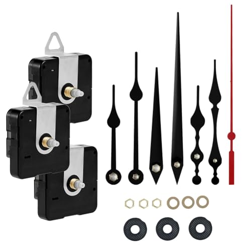Lioggyet Ersatzset für batteriebetriebene leise Uhr, Uhrzeiger, DIY-Reparaturteile, Schaftlänge: 12 mm + 16 mm + 23 mm. von Lioggyet