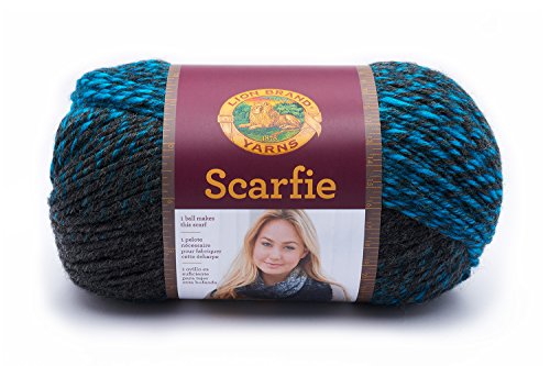 Lion Brand Yarn Scarfie - Strickgarn für Schals One Size Holzkohle/Aqua von Lion Brand Yarn