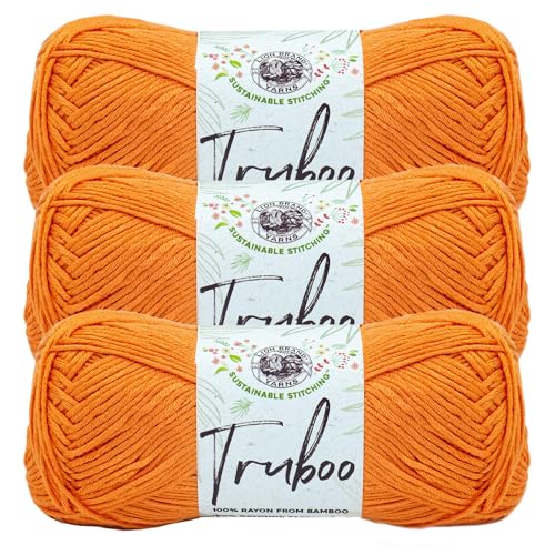 Lion Brand Yarn 837-133 Truboo Garn, Tangerine, 3er-Pack von Lion Brand Yarn