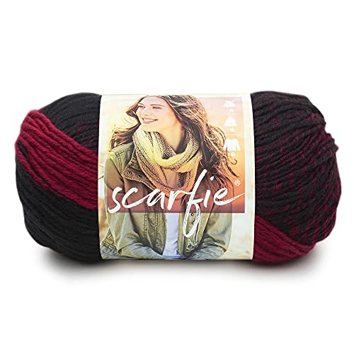 Lion Brand Yarn Scarfie - Strickgarn für Schals One Size Cranberry/Black von Lion Brand Yarn