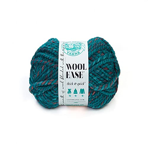 Lion Brand Yarn Wool-Ease Dickes und schnelles Garn, weiches und sperriges Garn zum Stricken, Häkeln und Basteln, 1 Knäuel, tiefe Lagune von Lion Brand Yarn